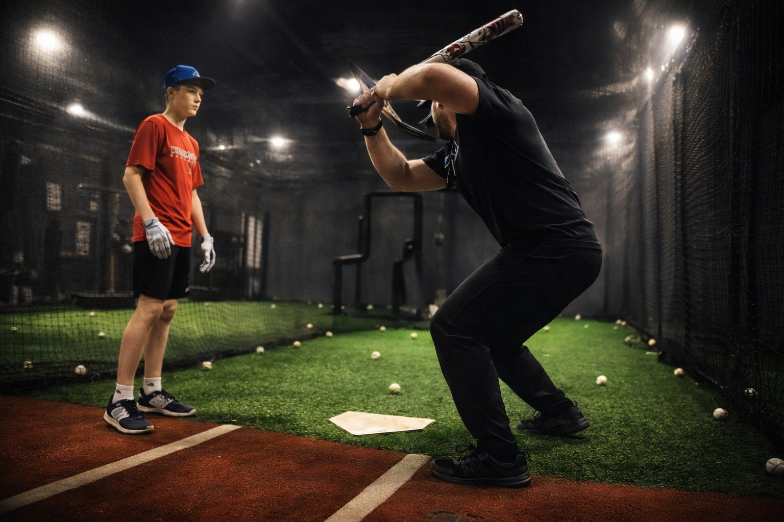 Wesley learning the launch position with Coach Steve