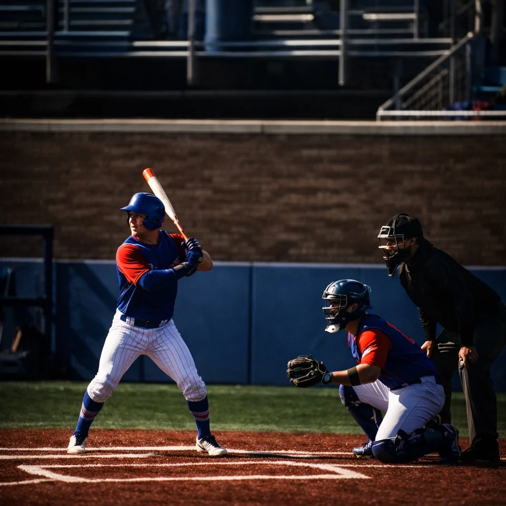 Coach Steve finishing a swing in a Division I game at Stony Brook University