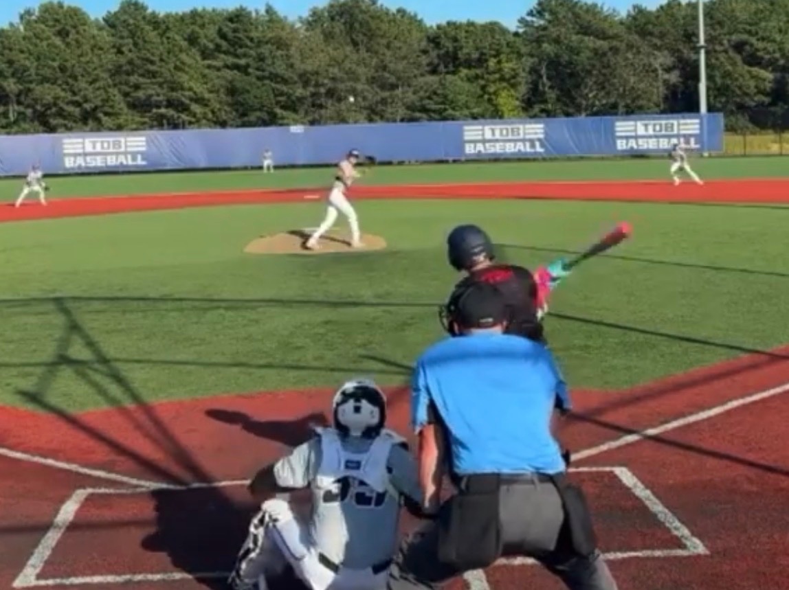 Player ripping a hit to centerfield